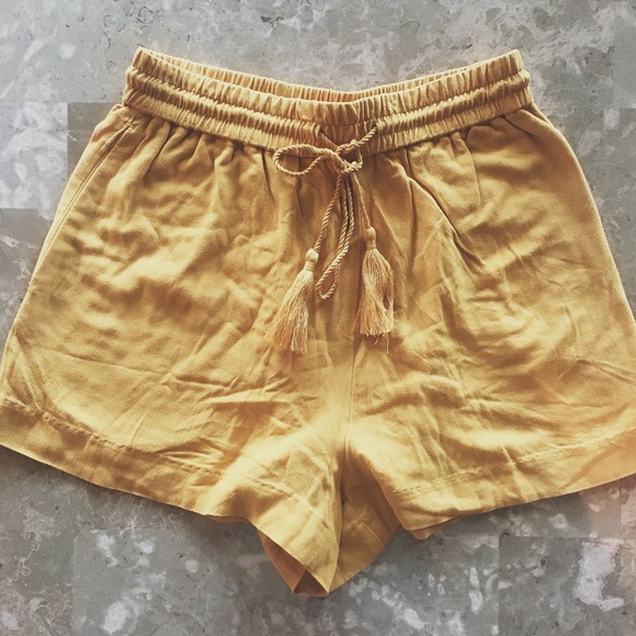 mustard yellow high waisted shorts